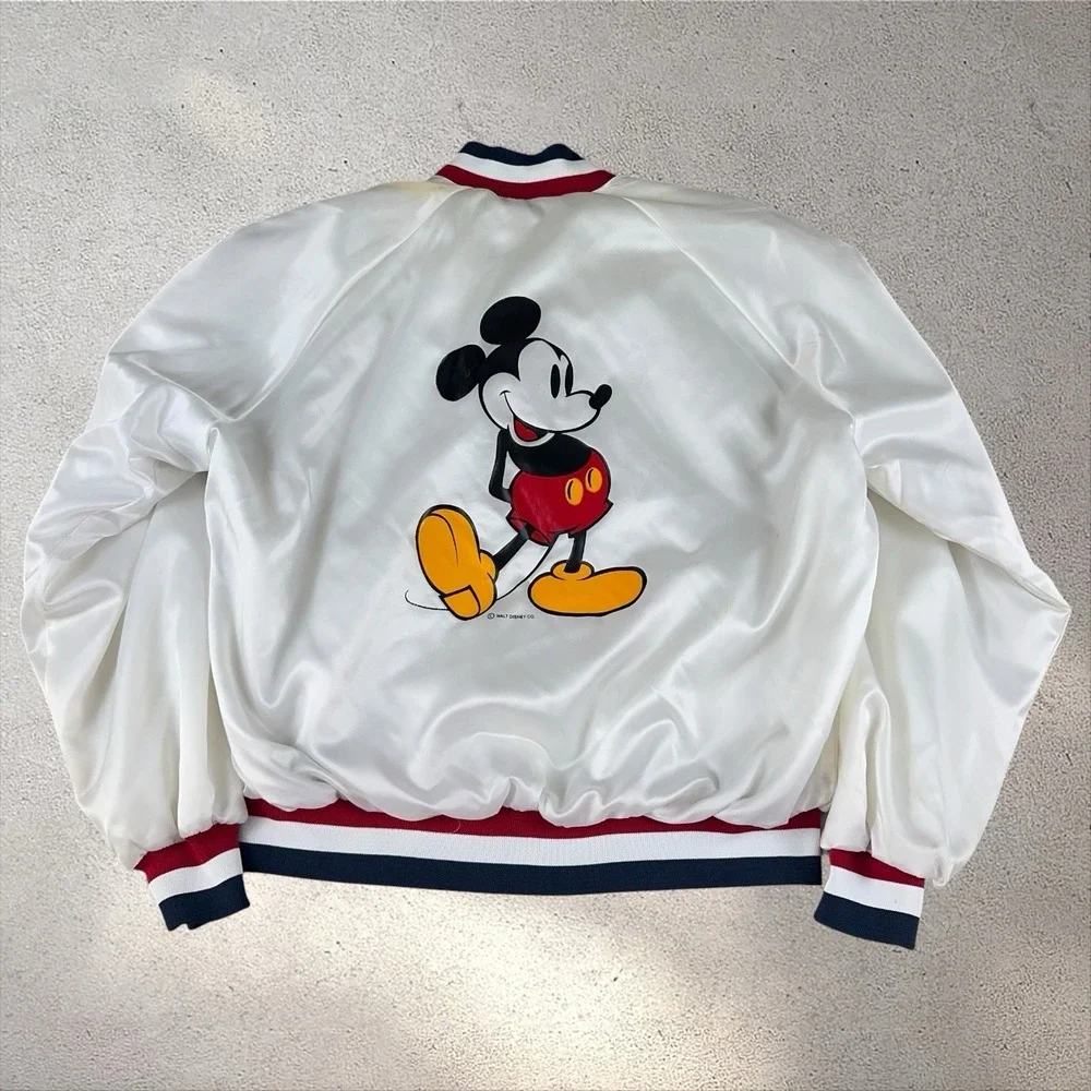 Vintage Chalk Line Mickey Mouse Satin Bomber Jacket Mens XL 80s 90s USA